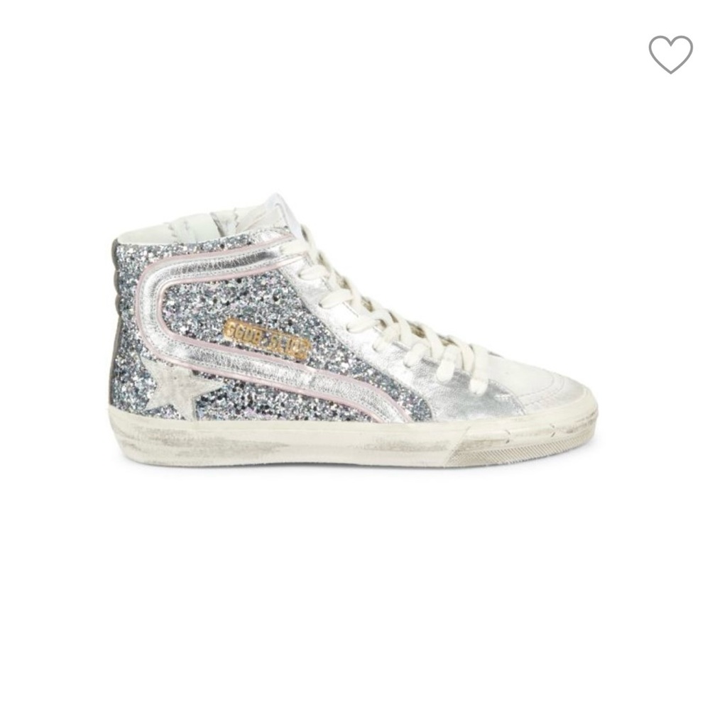 Golden Goose Silver Glitter High-Top Sneakers